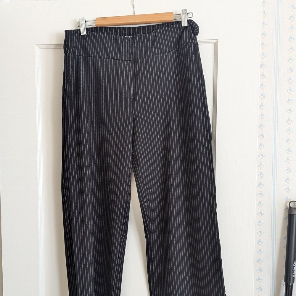 Betabrand Wide Leg Pinstripe Dress Pant Yoga Pant